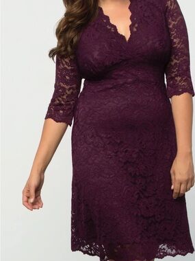 Kiyonna Plum Lace Detail Dress